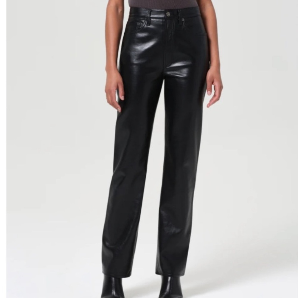 AGOLDE 90'S PINCH WAIST HIGH RISE STRAIGHT LONG (RECYCLED LEATHER)
